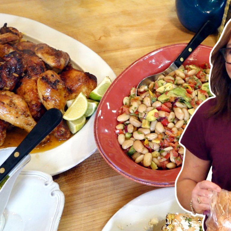 Peruvian-Style Chicken with Pepper-Herb Sauce & Peruvian-Style Bean Salad | Rachael Ray