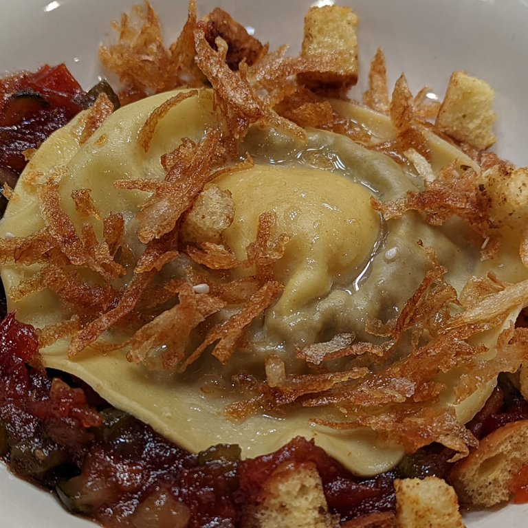 Cheeseburger Ravioli with Crispy Potatoes 