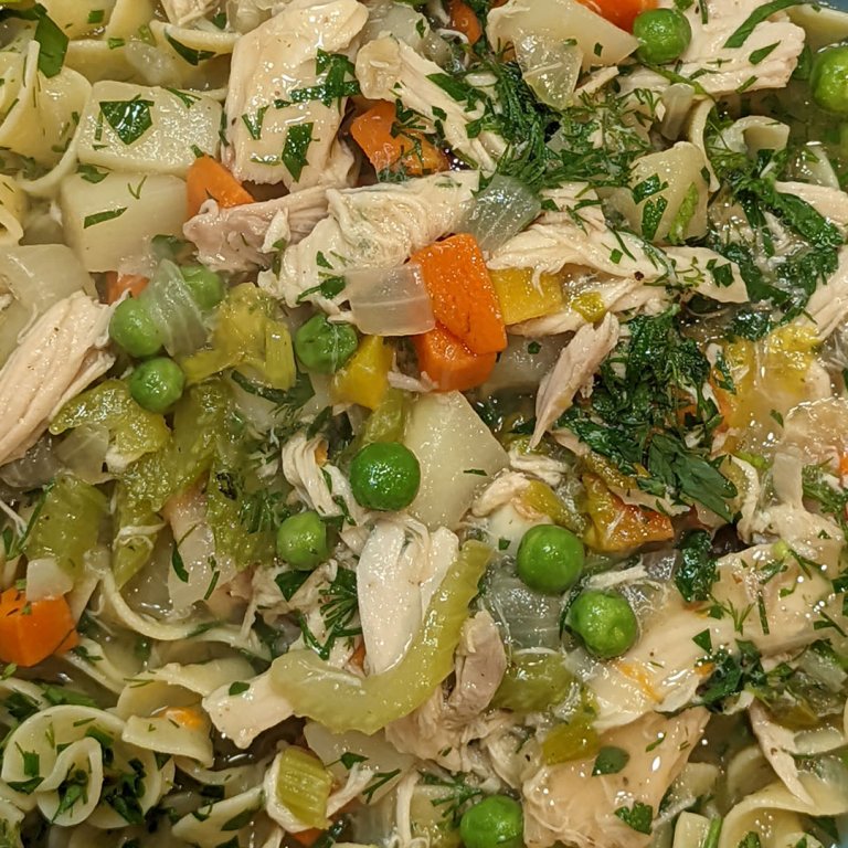 Chicken and Vegetable "Stoup" with Herb and Butter Egg Noodles