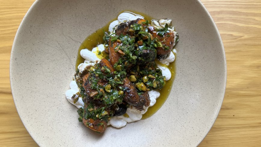 Grilled Carrots, Italian-Style (With Goat Cheese + Pistachio Pesto) 