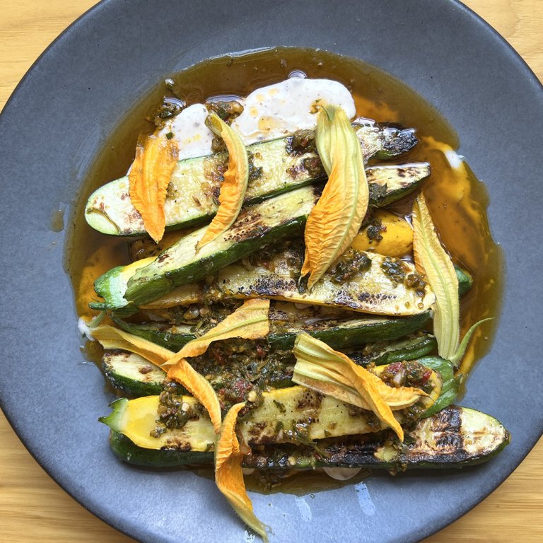  Grilled Zucchini & Summer Squash, Italian-Style (With Whipped Cheese + Chile-Herb Vinaigrette)