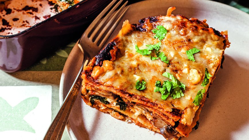 Chicken, Mushroom, and Kale Enchilada Casserole