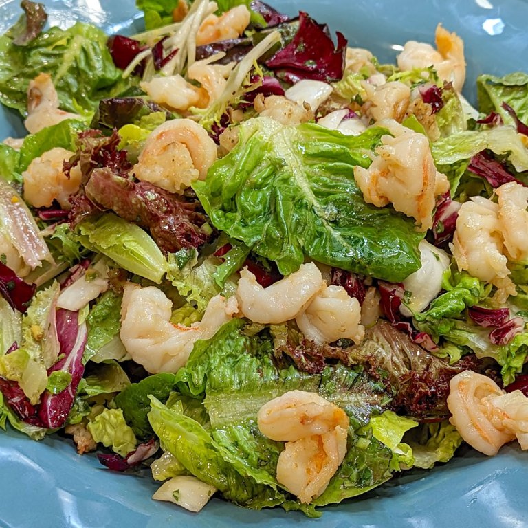 Warm Shrimp Salad with Charred Lemon Basil Vinaigrette