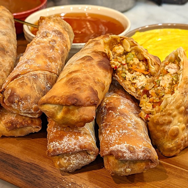 Spicy, Sweet & Sour Egg Rolls and Hoisin-Peanut Dipping Sauce