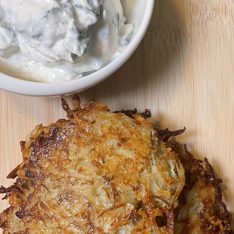 Sharp Cheddar Latkes with Horseradish Sour Cream