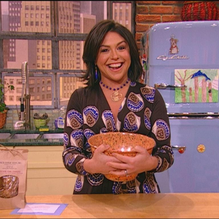 Rachael holding garbage bowl