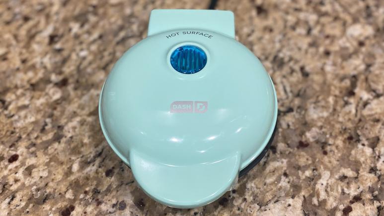 Dash Mini Waffle Maker in Aqua