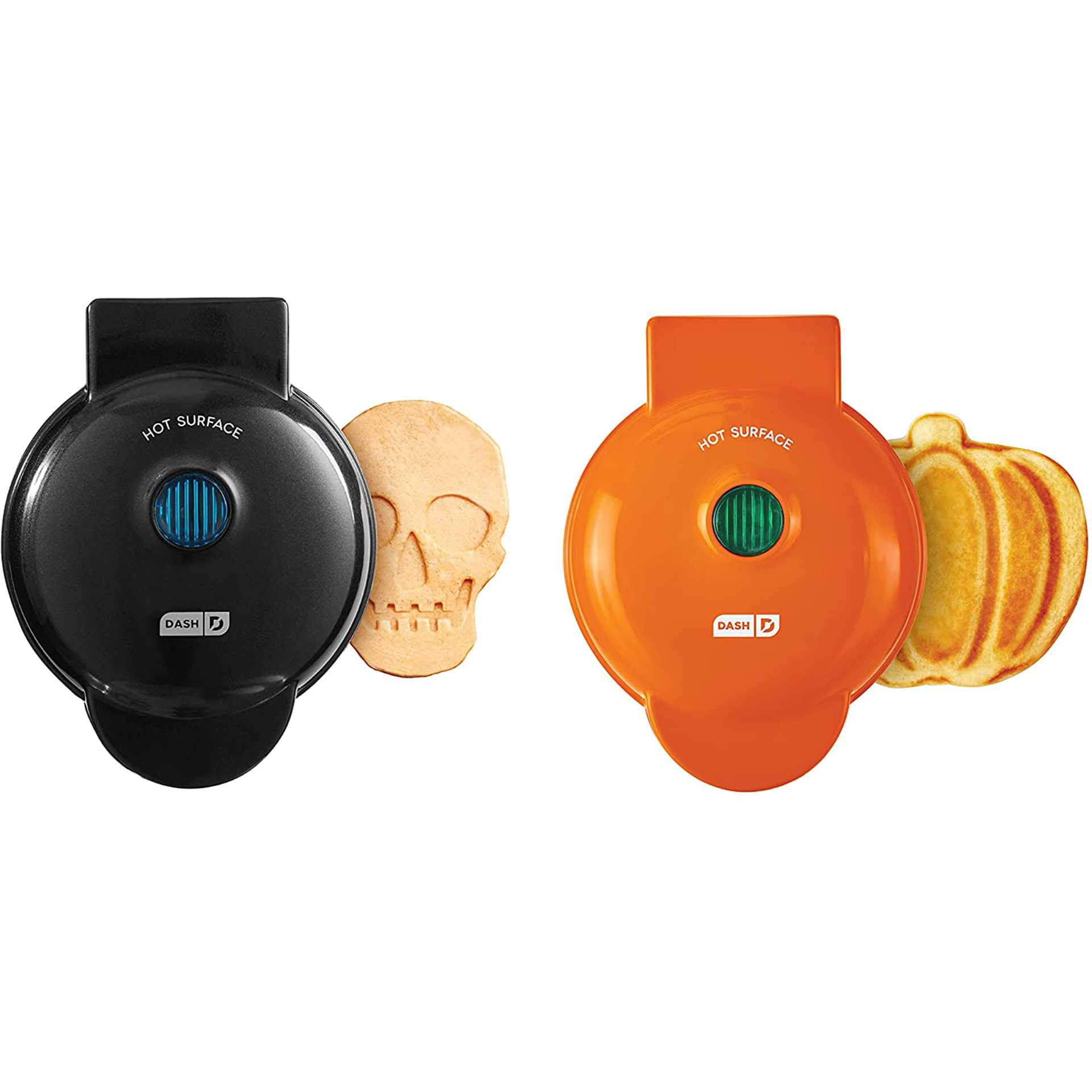 Dash Mini Waffle Maker Halloween Skull + Pumpkin 2-Pack