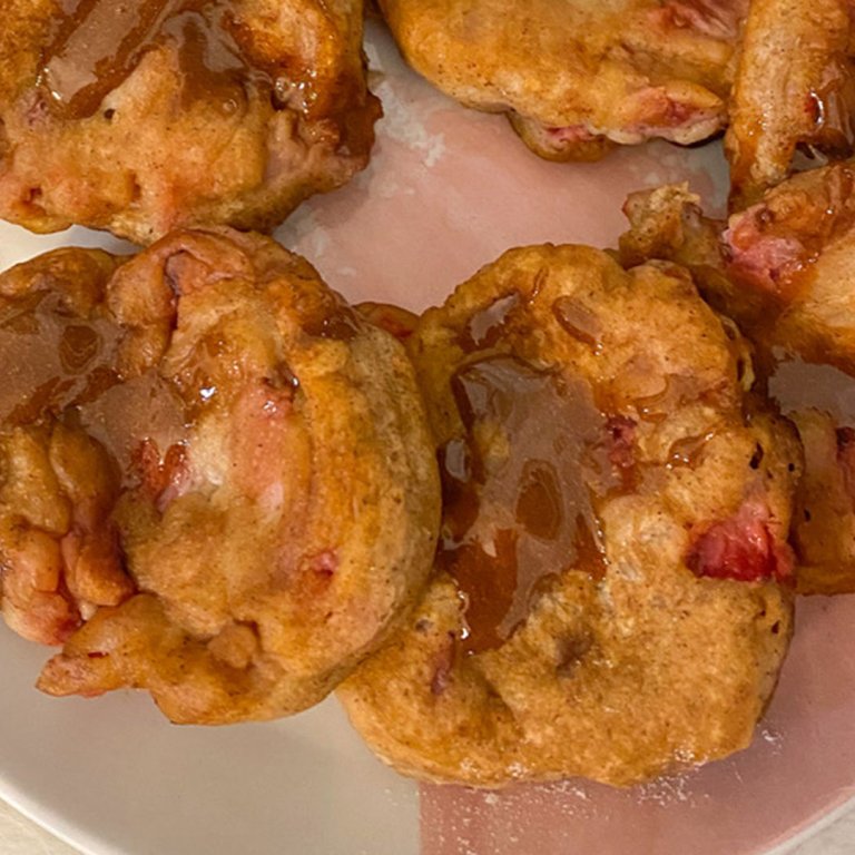 Strawberry Fritters with Honey-Cinnamon Glaze