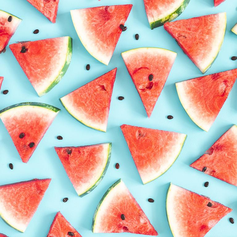 watermelon slices on blue background