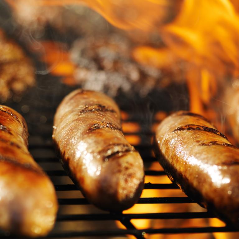 sausages on the grill